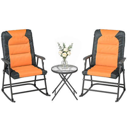 3-Piece Outdoor Foldable Rocking Chair Set, Orange Bistro Sets at Gallery Canada