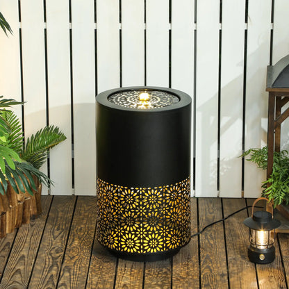 21" Tall Garden Waterfall Fountain, LED Lights, Adjustable Flow, Black Water Fountains at Gallery Canada