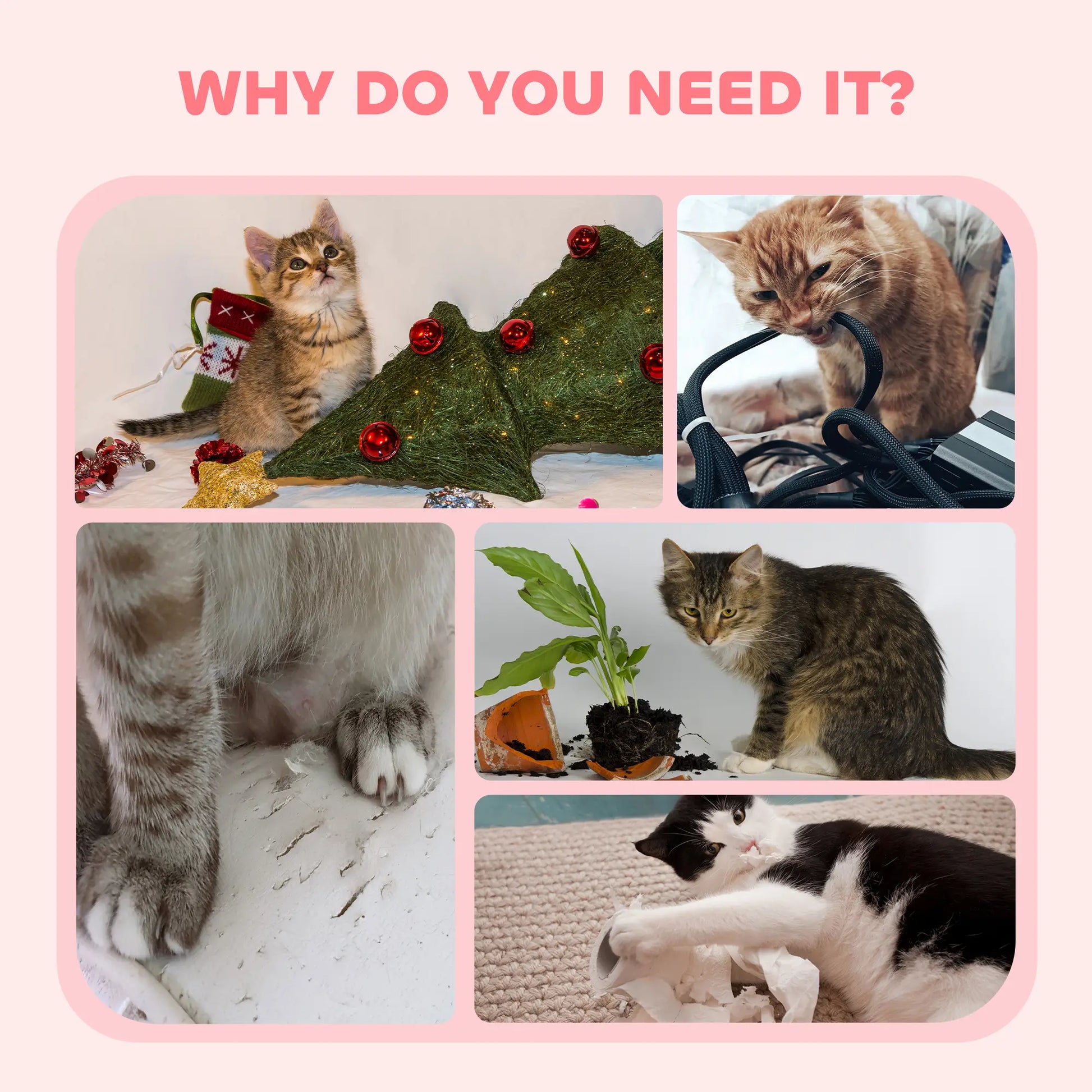 63 Inch Cat Tree with Sisal Posts, Condos, Perches, Hammock, Pink Cat Towers at Gallery Canada