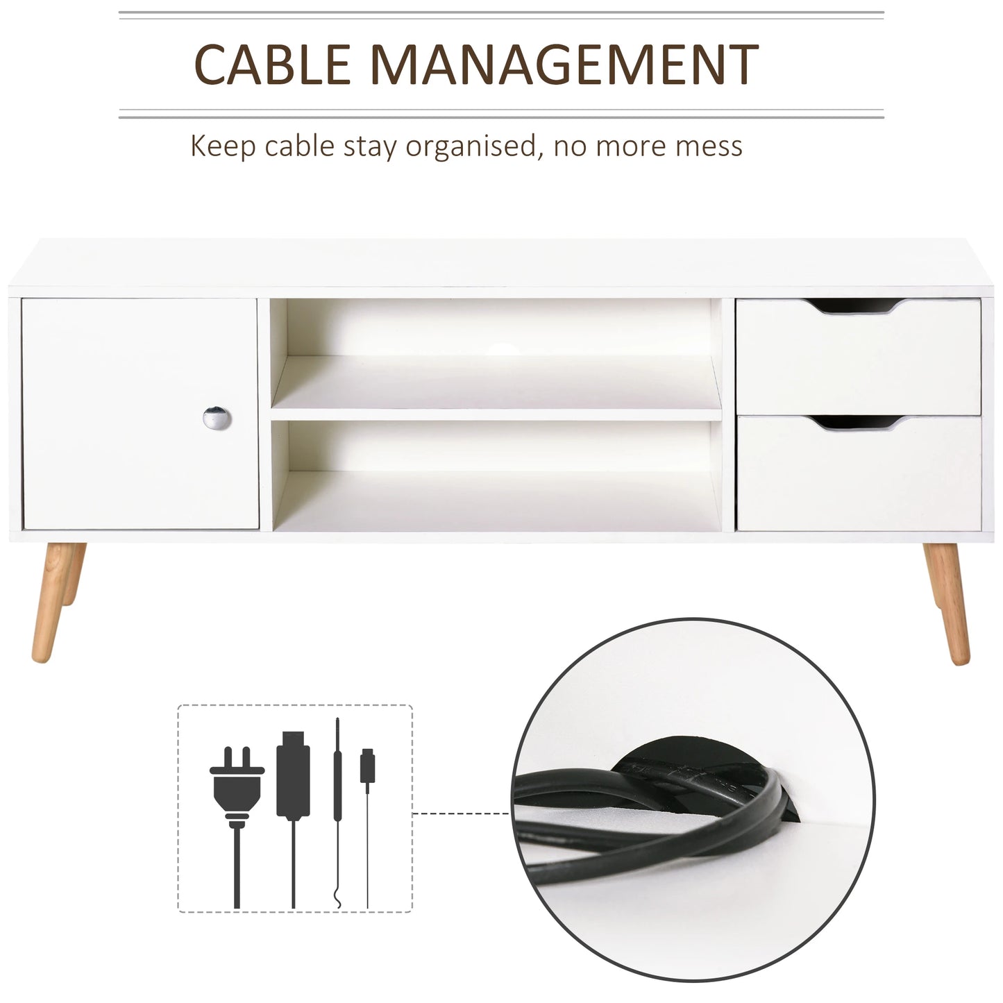 TV Stand for 50" TVs, Cabinet with Shelves, Drawers, White TV Stands at Gallery Canada