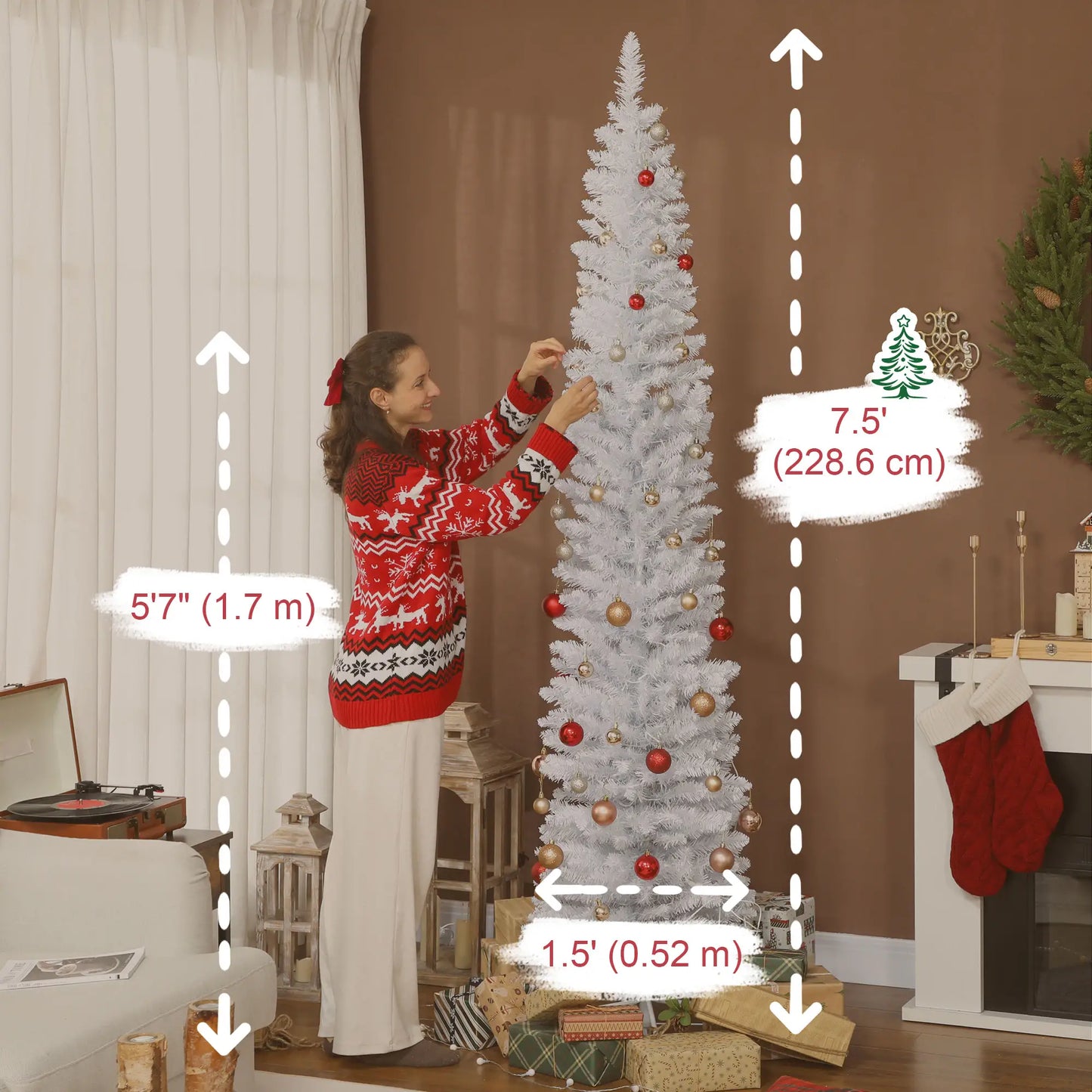 7.5ft Christmas Tree with Colorful DIY LEDs, Hinged Pencil, Remote, Timer, White, Colorful Pencil Christmas Trees at Gallery Canada