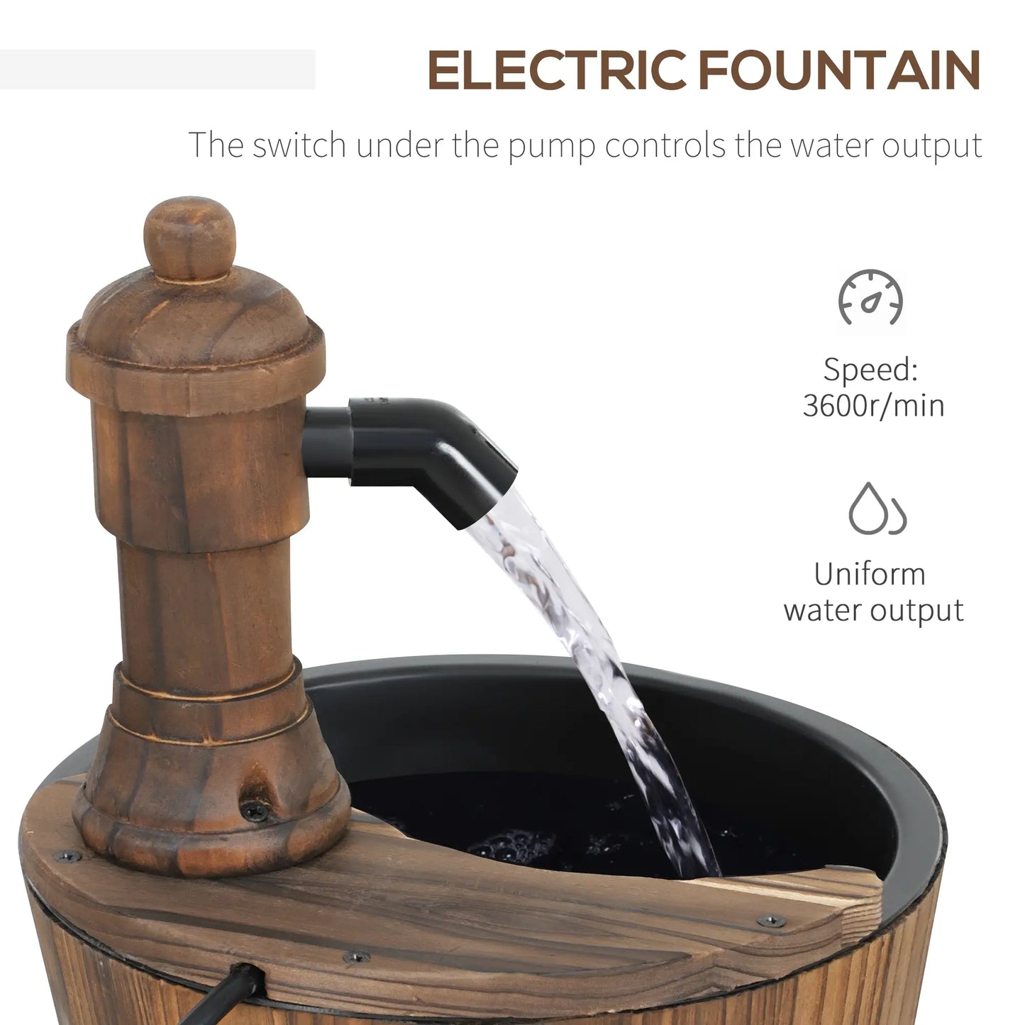 Outdoor Garden Fountain with Electric Pump, Carbonized Water Fountains at Gallery Canada