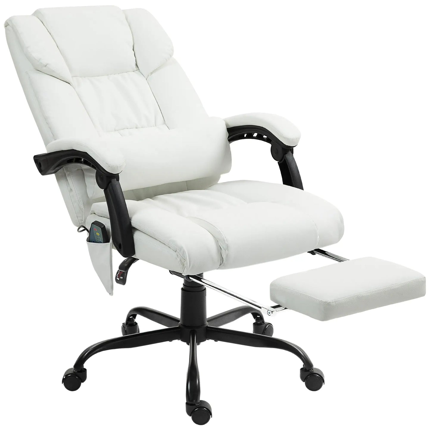 6-Point Vibration Massage Chair, Adjustable Height, Reclining, White Massage Chairs White at Gallery Canada