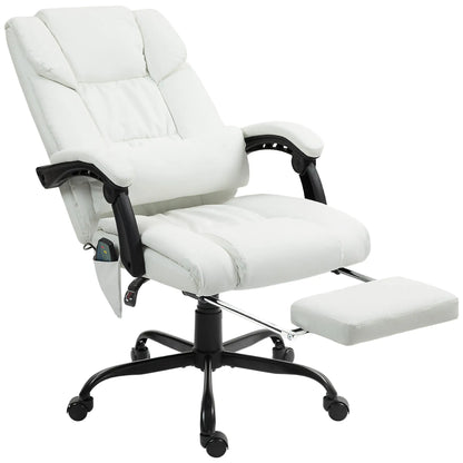6-Point Vibration Massage Chair, Adjustable Height, Reclining, White Massage Chairs White at Gallery Canada