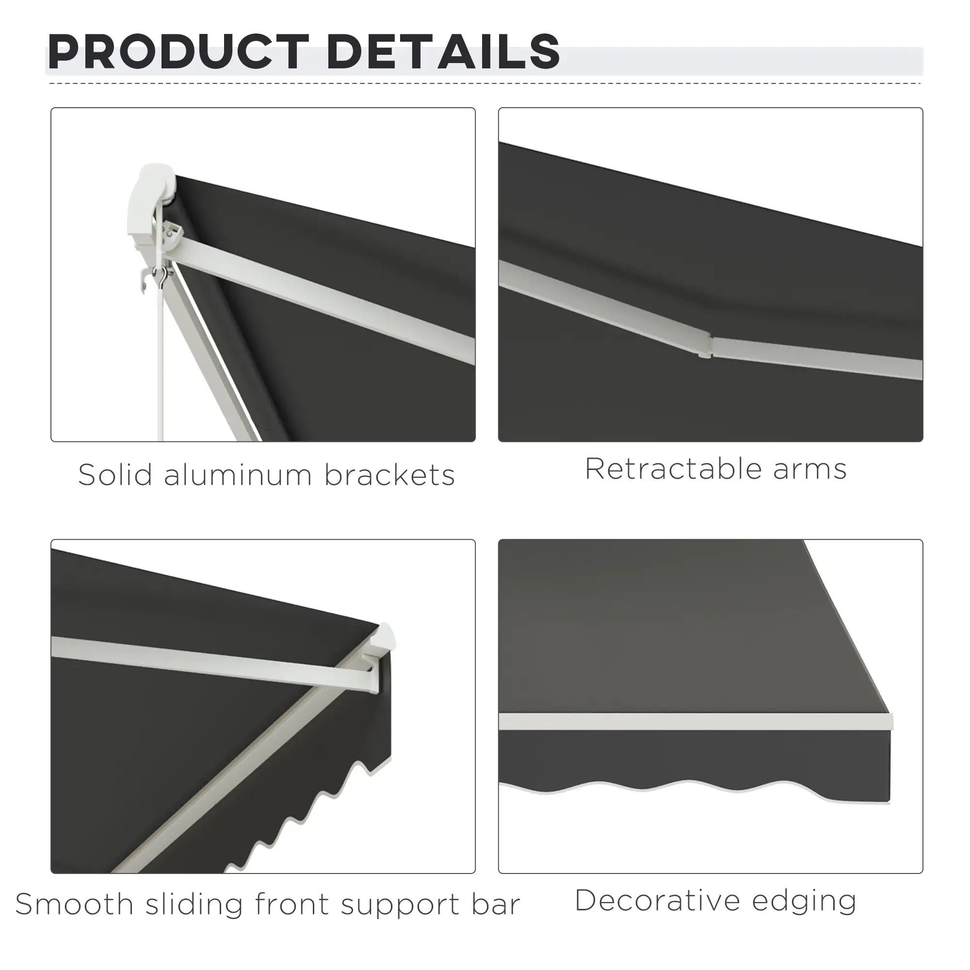 12'x10' Electric Retractable Awning, UV Protection, Grey Deck Awnings at Gallery Canada