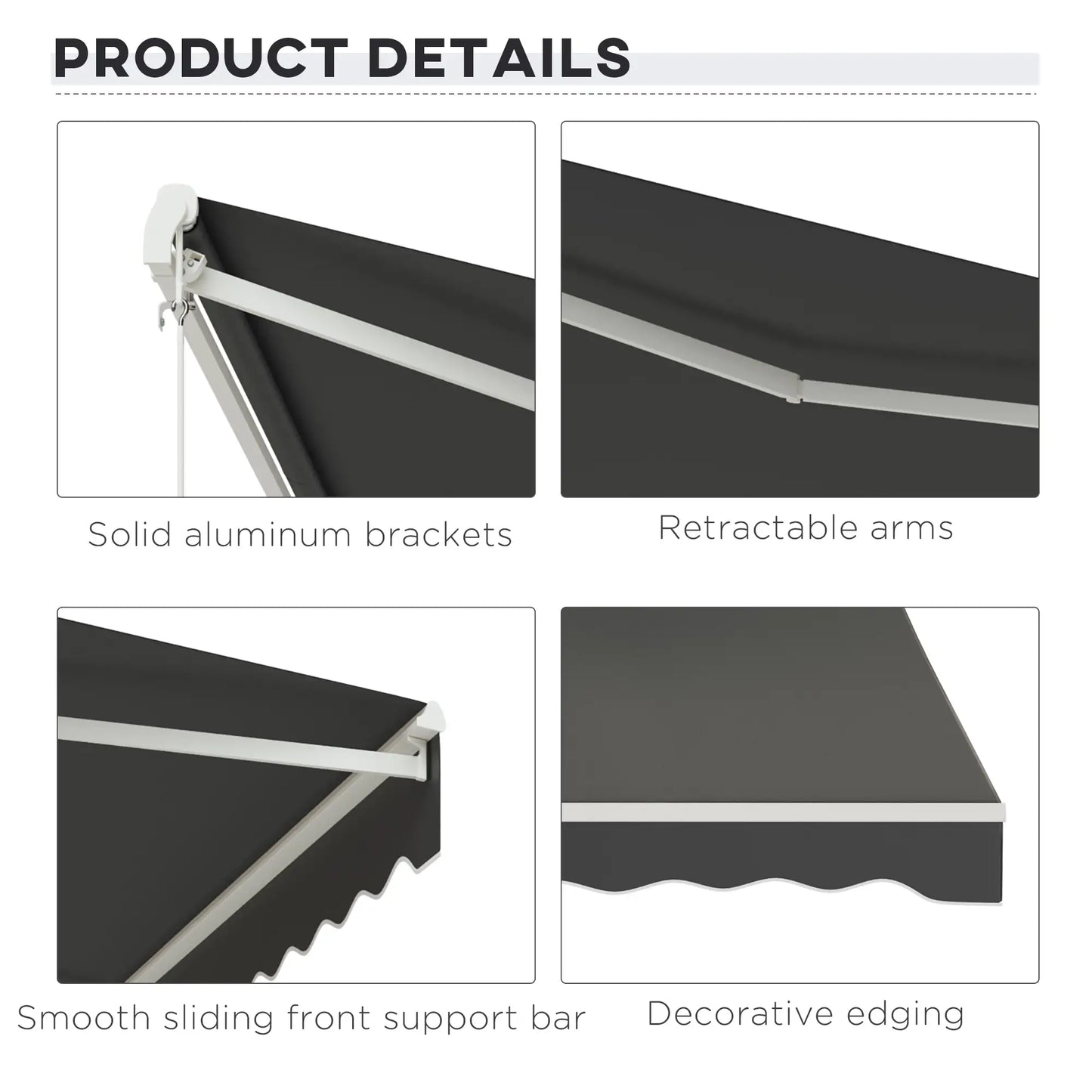 12'x10' Electric Retractable Awning, UV Protection, Grey Deck Awnings at Gallery Canada