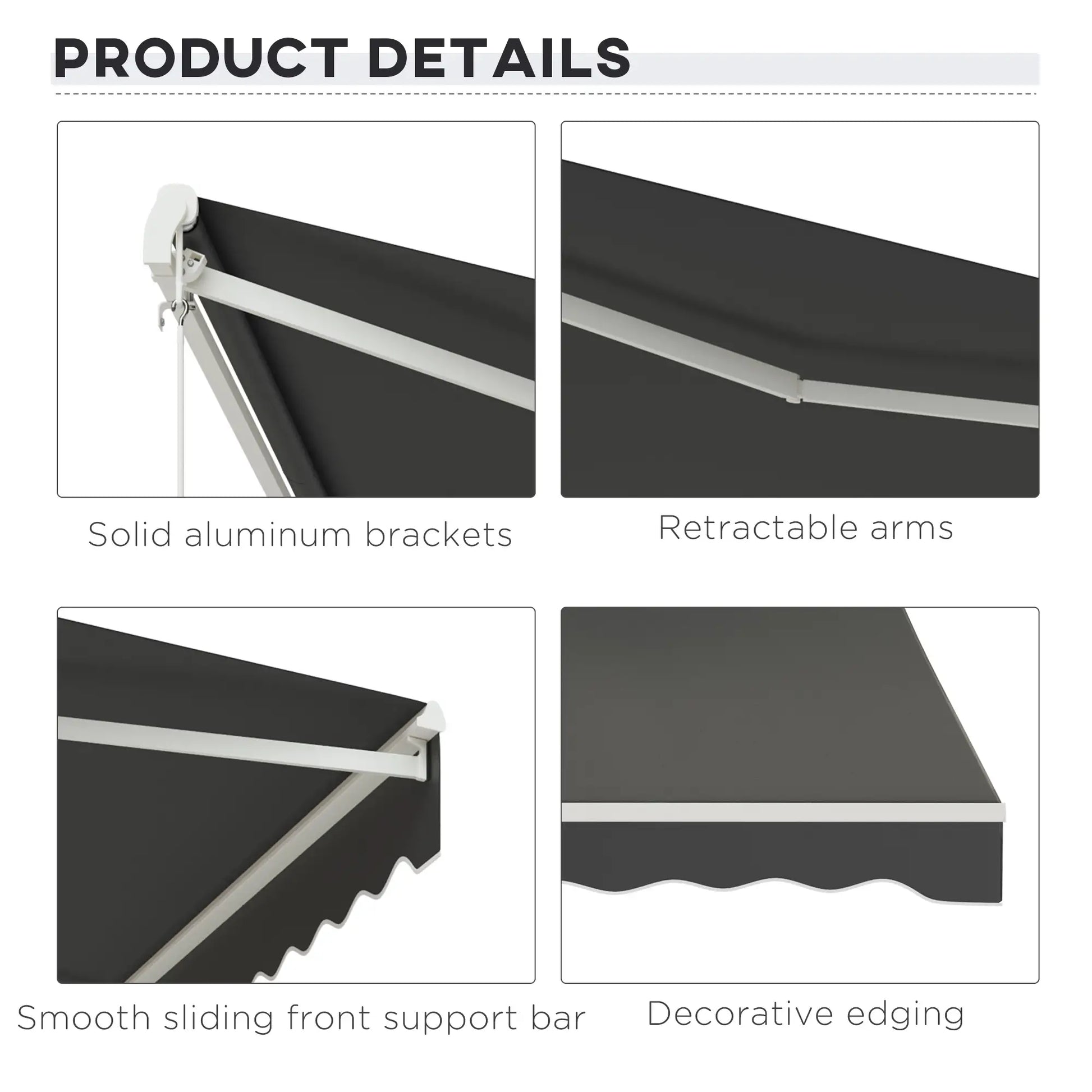 12'x10' Electric Retractable Awning, UV Protection, Grey Deck Awnings at Gallery Canada