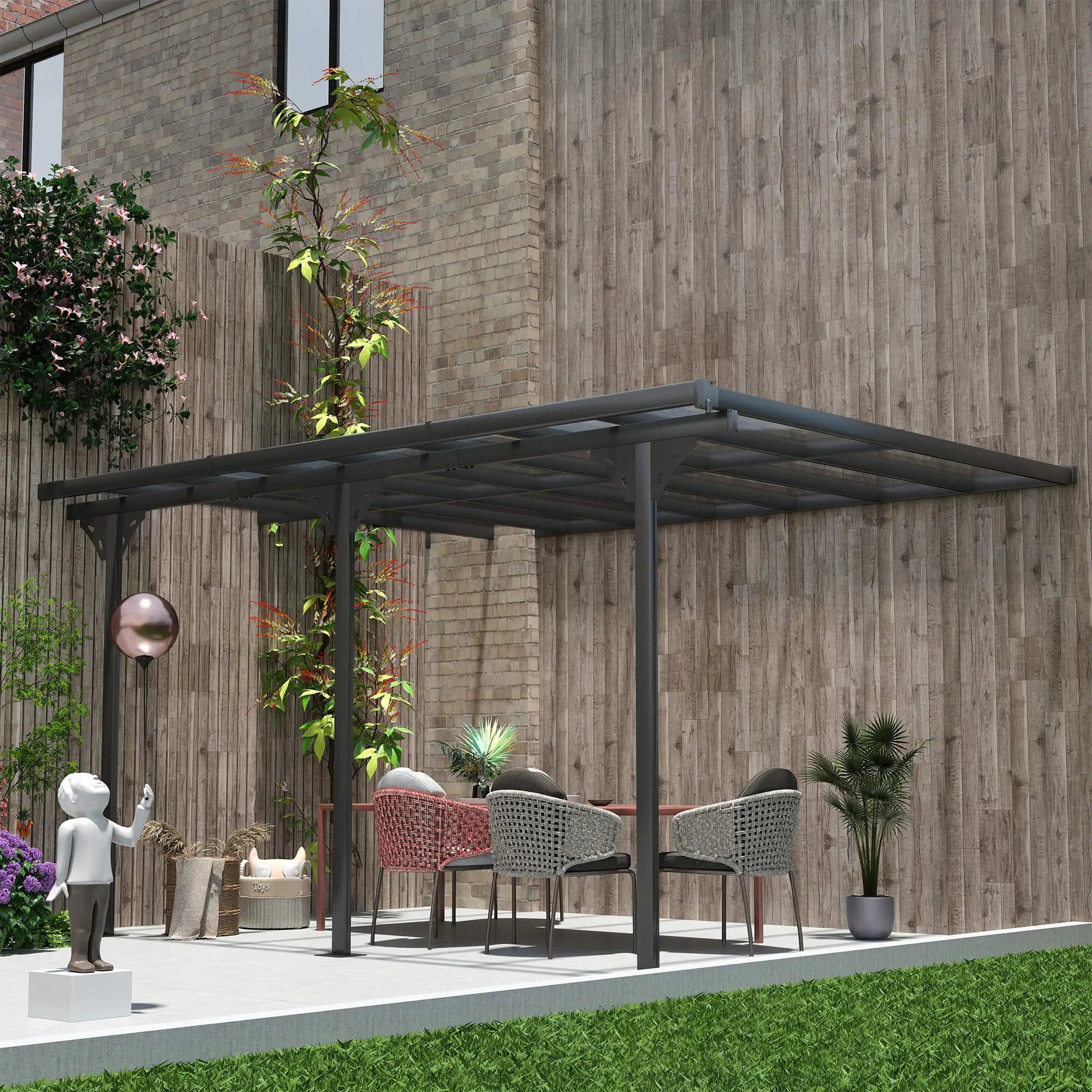 Adjustable Height Outdoor Pergola, 14ft x 10ft, Grey Pergolas at Gallery Canada