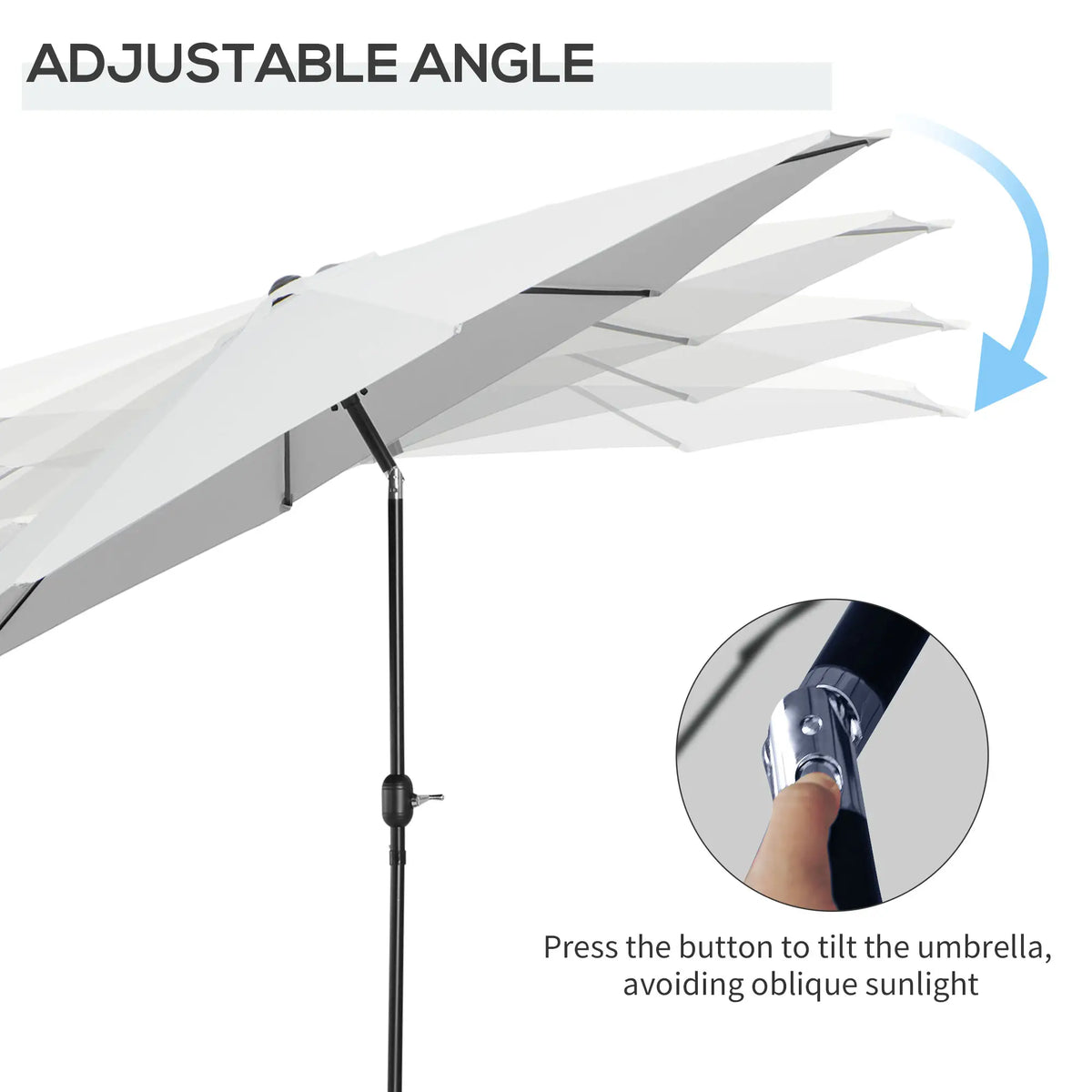 10' x 8' Round Patio Umbrella, Crank Handle, Tilt, White