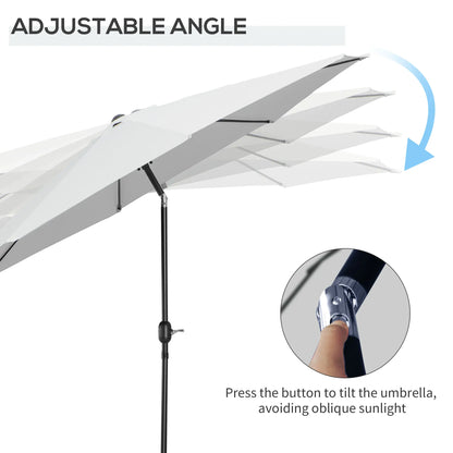 10' x 8' Round Patio Umbrella, Crank Handle, Tilt, White