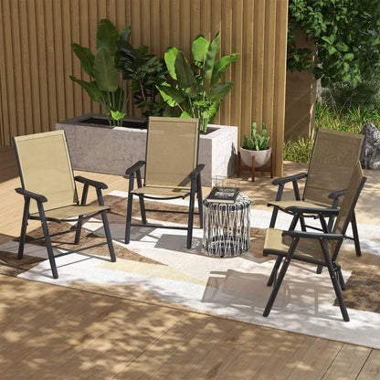 4-Piece Folding Chair Set, Patio Balcony Garden, Comfortable, Brown Patio Chairs at Gallery Canada