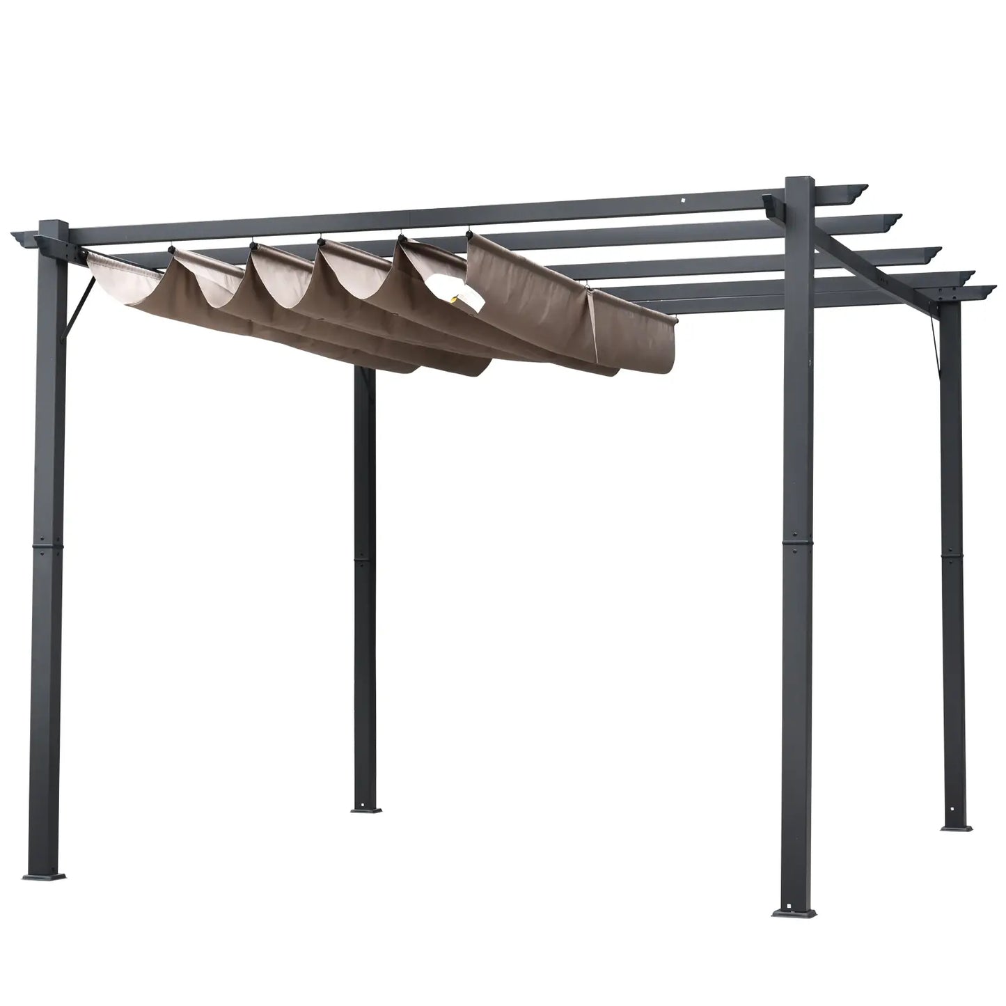 Retractable Roof Pergola, 10x10 Canopy, 9.8x9.8 Outdoor Shelter, Coffee Brown Pergolas at Gallery Canada