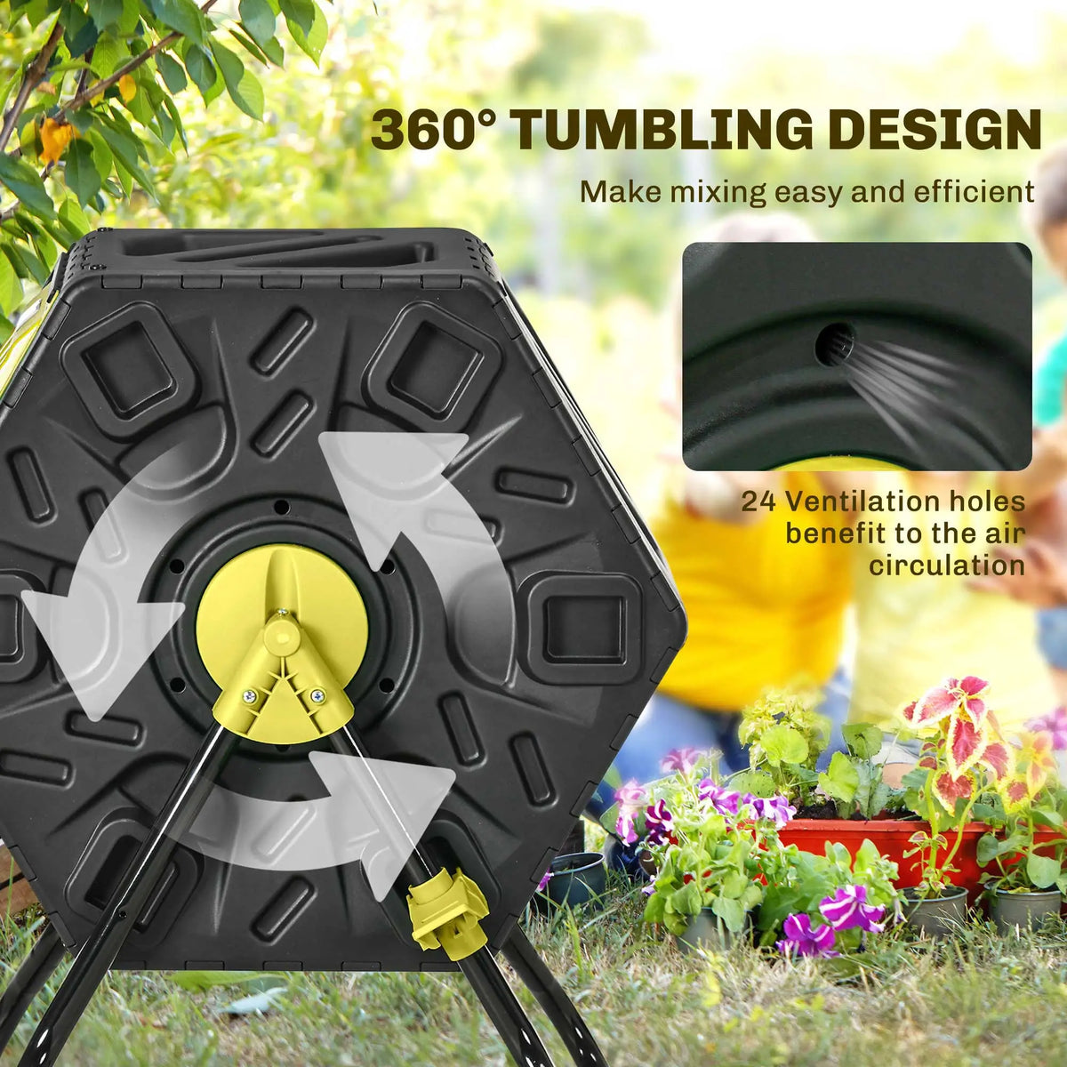 Rotating Composter Bin, 17 Gallon, Yellow Outdoor Compost Bin at Gallery Canada