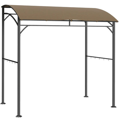 7' x 5' Garden Grill Canopy, Steel Frame with Hooks, Dark Coffee BBQ Grill Gazebos at Gallery Canada