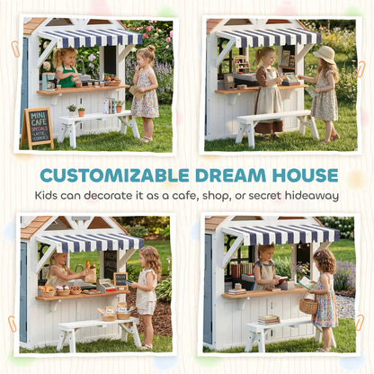 Wooden Kids Playhouse With Dog Door, Cookware, Blackboard, Bench, Doorbell Play Houses at Gallery Canada