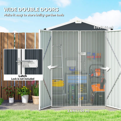 4.4' x 3' Metal Garden Shed, Outdoor Storage With Double Doors Sheds at Gallery Canada