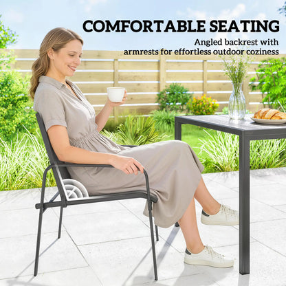 Outdoor Dining Set For 6, Faux Wood Patio Table And Chairs, Black Outdoor Dining Sets at Gallery Canada
