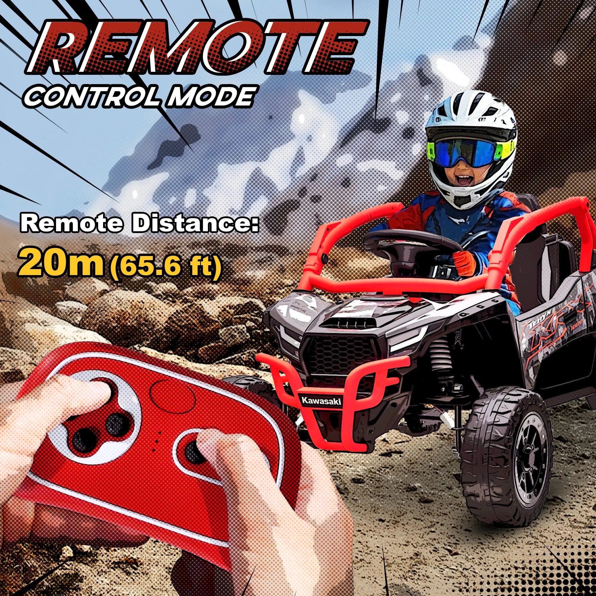 12V Ride On Truck, KAWASAKI TERYX KRX 2WD Kids Electric Car, Red Electric Toy Cars at Gallery Canada