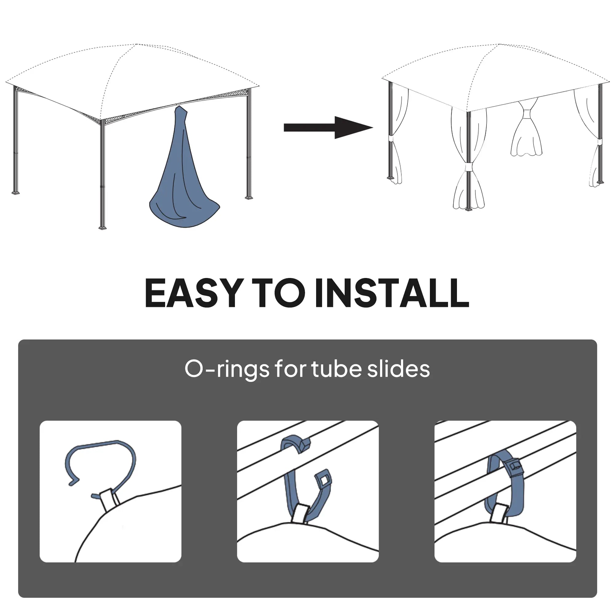 10' x 10' Gazebo Sidewall Set, 4 Panels, Windows, Doors, Dark Grey Gazebo Sidewalls at Gallery Canada