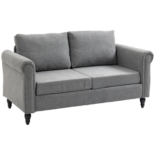 Vintage Loveseat, Chenille Fabric 2 Seater Sofa, Light Grey 2-Seater Sofas Light Grey, Black at Gallery Canada