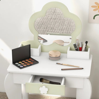 Kids Makeup Vanity Set with Stool, Mirror, Drawer, Storage Boxes, White Toy Vanity at Gallery Canada
