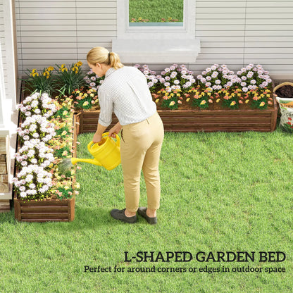 L-Shaped Raised Garden Bed, 82" x 109" x 12", Galvanized Steel Planter Box, Dark Brown Galvanized Planter Boxes at Gallery Canada