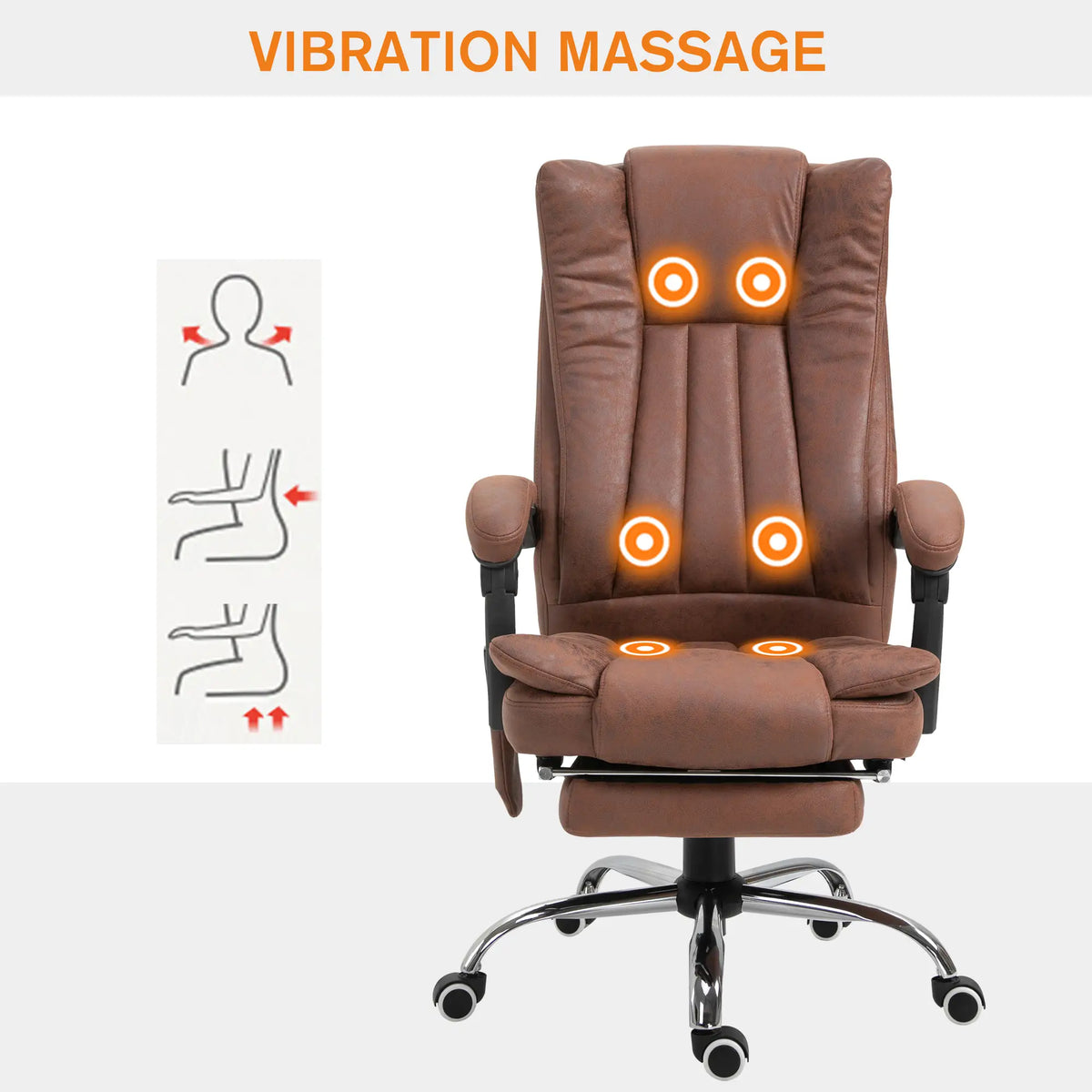 Office Chair, Vibration Massage Recliner, Retractable Footrest, Brown Massage Chairs at Gallery Canada