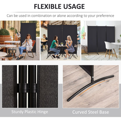 6' 3 Panel Room Divider, Double Hinged, Indoor Privacy Screen, Black Room Dividers at Gallery Canada