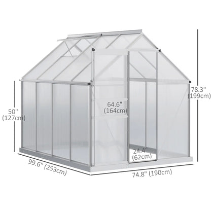 6' x 8' x 6.5' Walk-in Greenhouse, Polycarbonate, Adjustable Roof Vent, Sliding Door, Clear Walk In Greenhouses at Gallery Canada