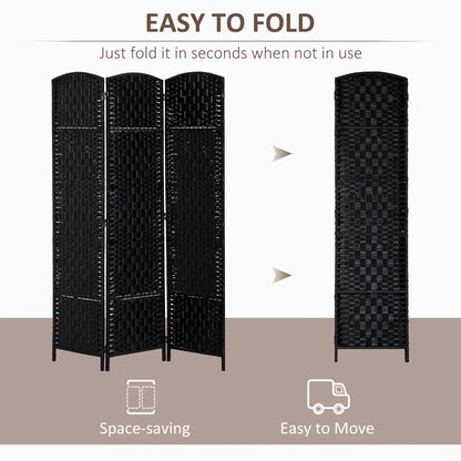 6ft Folding Room Divider, 3 Panel Wooden Frame, Black Room Dividers at Gallery Canada