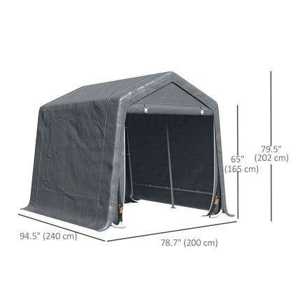 7.9' x 6.6' Garden Storage Tent, Metal Frame, Double Zipper Doors, Dark Grey Car Shelters at Gallery Canada