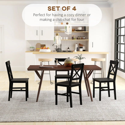 Farmhouse Wooden Dining Chairs, Set of 4, Cross Back, Black Bar Stools at Gallery Canada