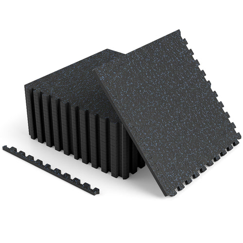 Rubber Top Exercise Mat, 48 Sq Ft, Blue, Black