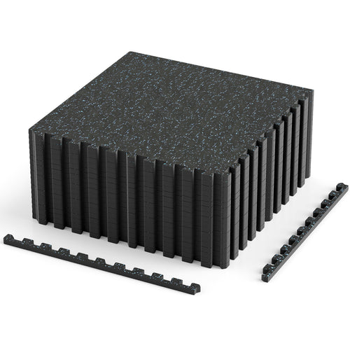 0.39 Inch Thick Rubber Exercise Mat, 70 Sq Ft, & Blue, Black