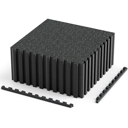0.55 Inch Thick Rubber Exercise Mat 70 Sq Ft, Black & Blue