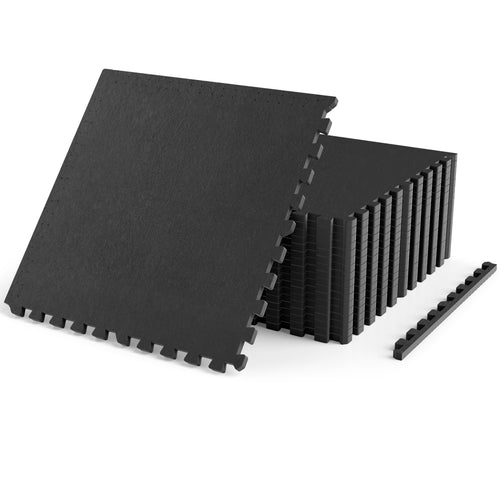 0.55 Inch Thick Rubber Exercise Mat 70 Sq Ft, Black