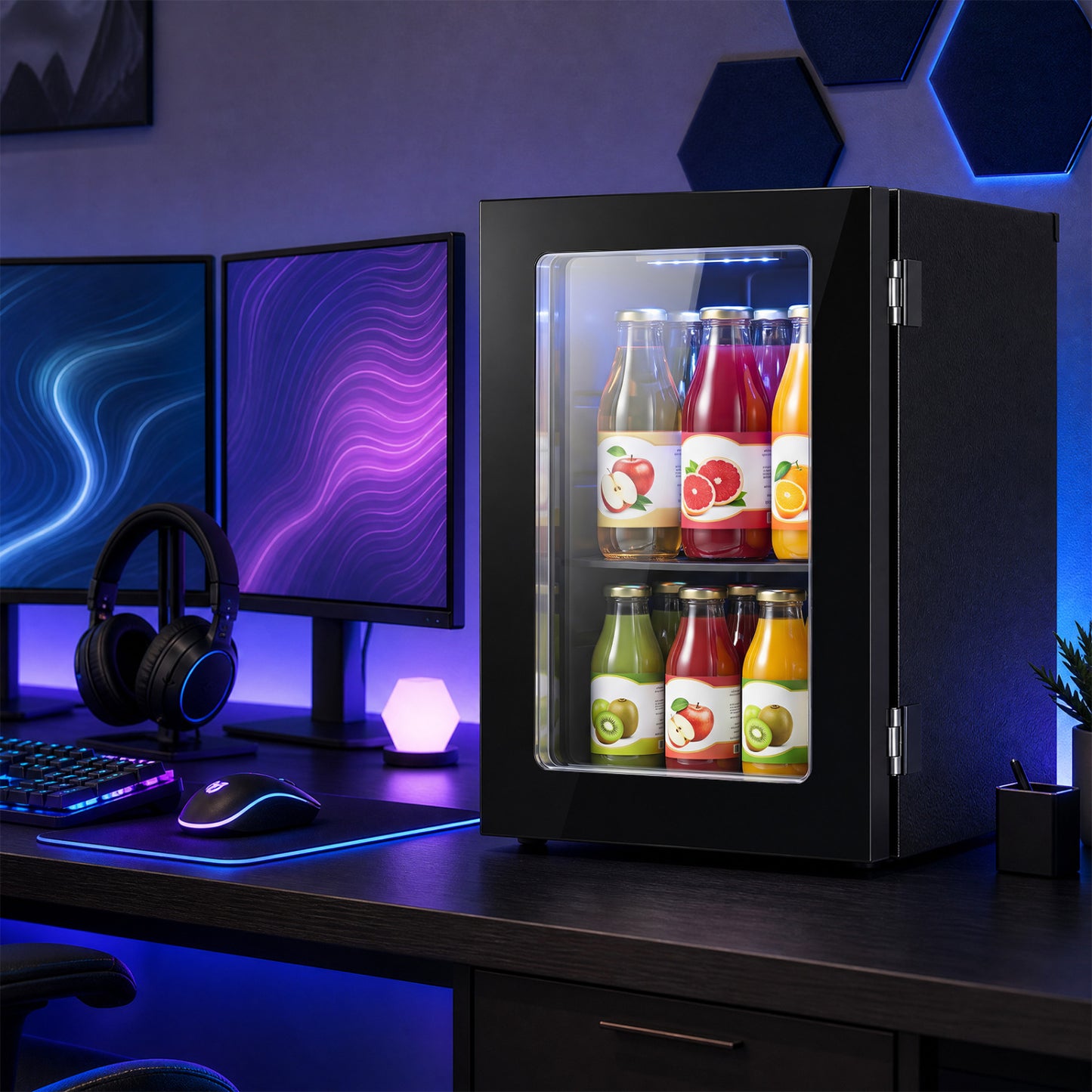 0.6 Cu.Ft Beverage Refrigerator, 24 Cans Countertop Mini Fridge, Black