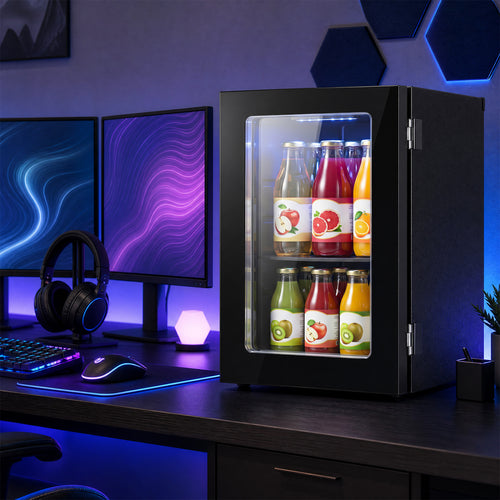 0.6 Cu.Ft Beverage Refrigerator, 24 Cans Countertop Mini Fridge, Black