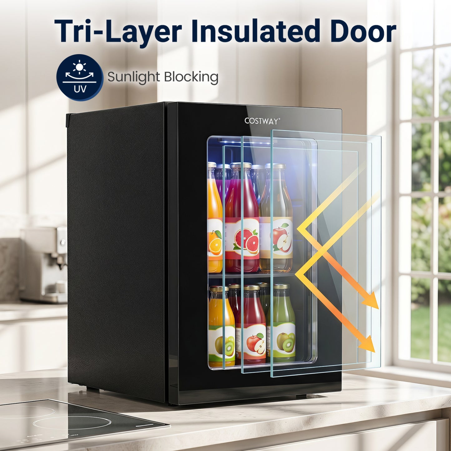 0.6 Cu.Ft Beverage Refrigerator, 24 Cans Countertop Mini Fridge, Black