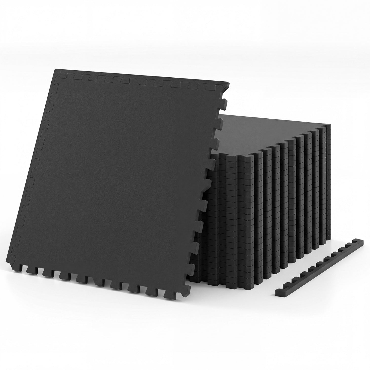 0.79 inch Set of 2 Thick Rubber Top Exercise Mat 48 Sq Ft with Boarders, Black Decorative Fencing & Flooring at Gallery Canada