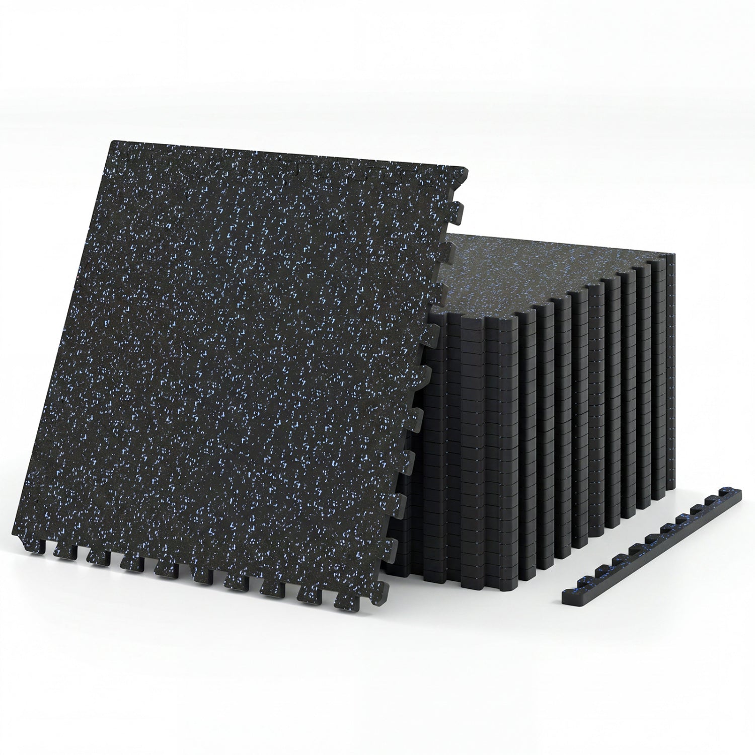 0.79 inch Set of 2 Thick Rubber Top Exercise Mat 48 Sq Ft with Boarders, Black & Blue Decorative Fencing & Flooring at Gallery Canada