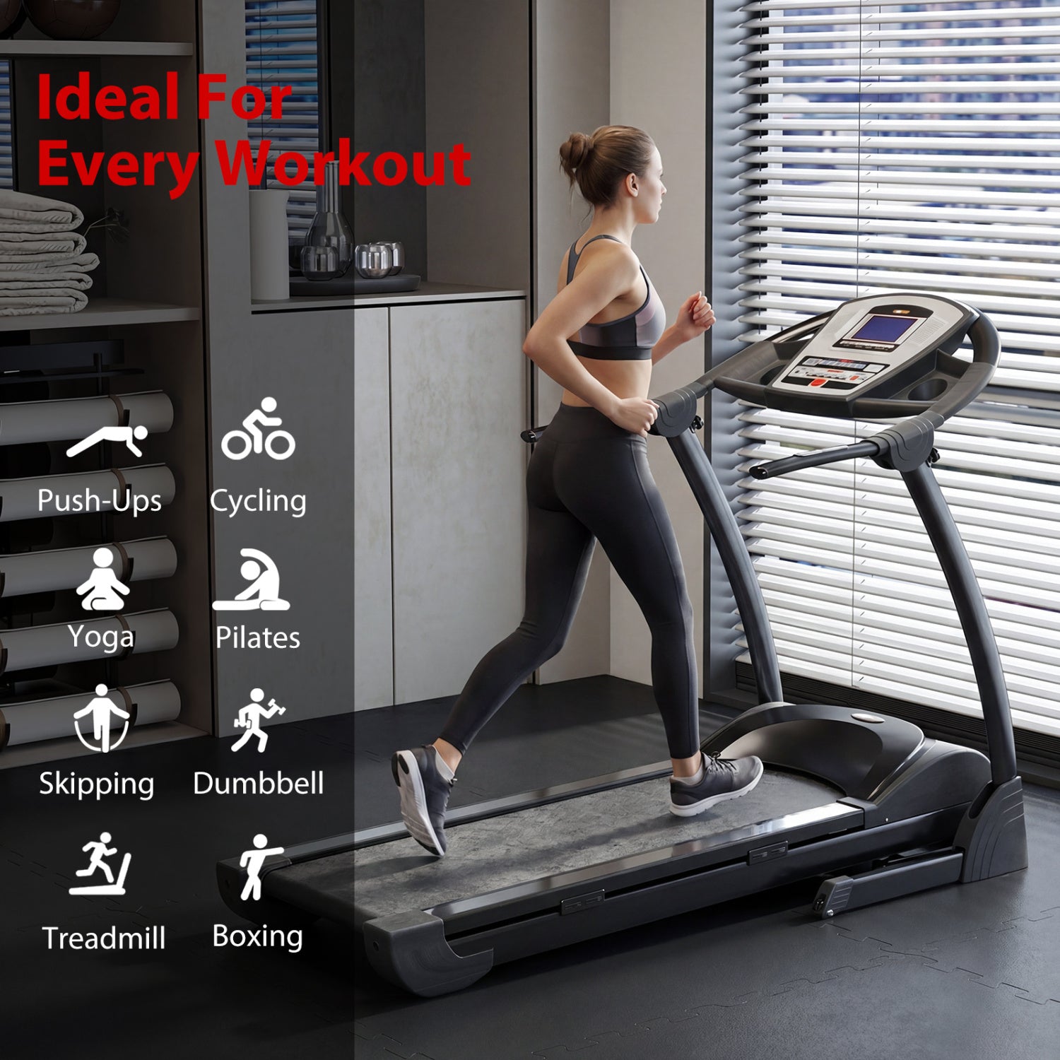 0.79 inch Set of 2 Thick Rubber Top Exercise Mat 48 Sq Ft with Boarders, Black Decorative Fencing & Flooring at Gallery Canada