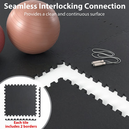 0.79 inch Set of 2 Thick Rubber Top Exercise Mat 48 Sq Ft with Boarders, Black Decorative Fencing & Flooring at Gallery Canada