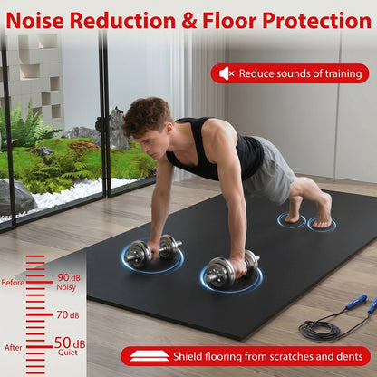 0.79 inch Set of 2 Thick Rubber Top Exercise Mat 48 Sq Ft with Boarders, Black Decorative Fencing & Flooring at Gallery Canada