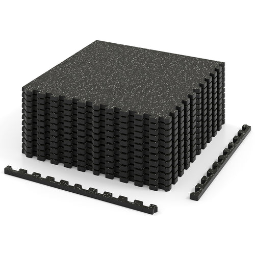 Rubber Exercise Mat, 0.79 Inch Thick, 48 Sq Ft, Black