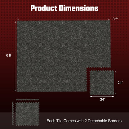 0.79 inch Thick Rubber Top Exercise Mat 48 Sq Ft with Boarders, Black Decorative Fencing & Flooring at Gallery Canada