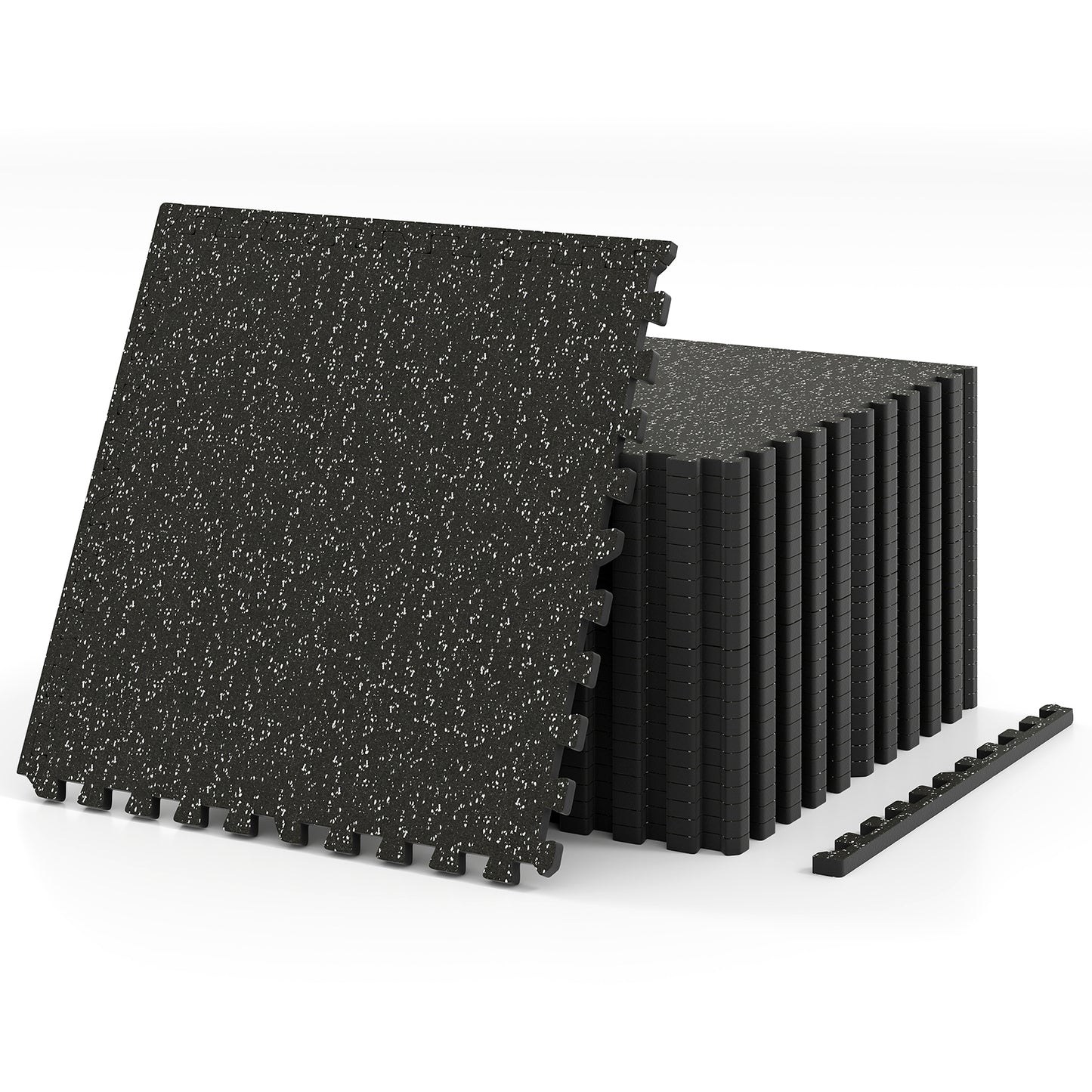 0.79 inch Thick Rubber Top Exercise Mat 48 Sq Ft with Boarders, Black Decorative Fencing & Flooring at Gallery Canada