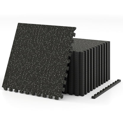 0.79 inch Thick Rubber Top Exercise Mat 48 Sq Ft with Boarders, Black Decorative Fencing & Flooring at Gallery Canada
