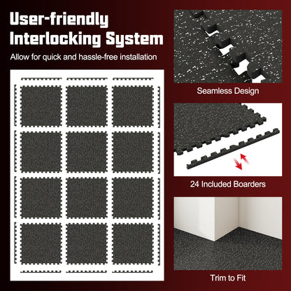 Rubber Exercise Mat, 0.79 Inch Thick, 48 Sq Ft, Black Decorative Fencing & Flooring at Gallery Canada