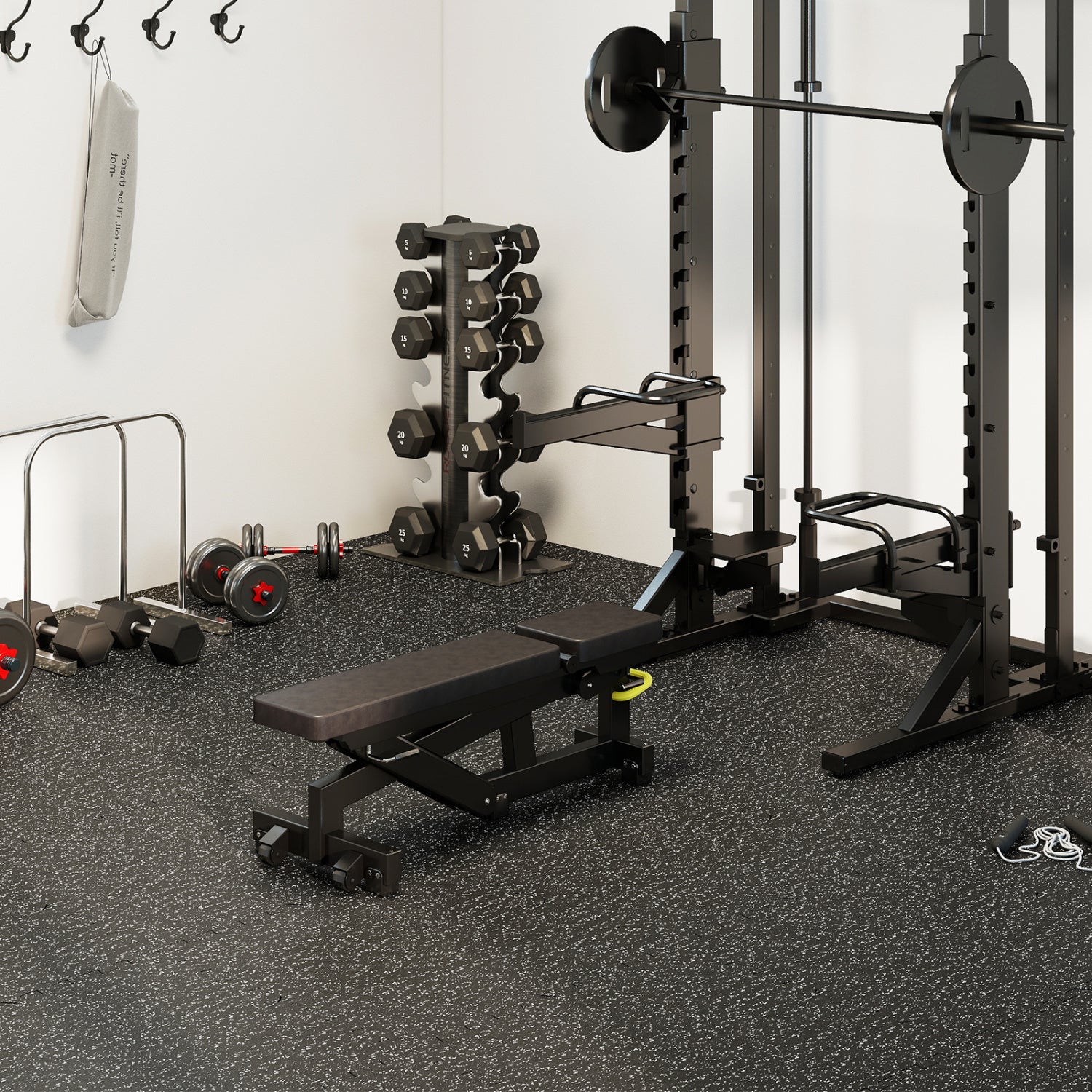 0.79 inch Thick Rubber Top Exercise Mat 48 Sq Ft with Boarders, Black Decorative Fencing & Flooring at Gallery Canada